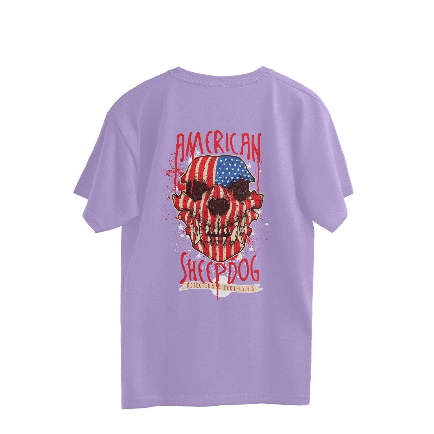  'AMERICAN SHEEPDOG' Men’s Oversized Back Printed Streetwear T-Shirt – Iris Lavender