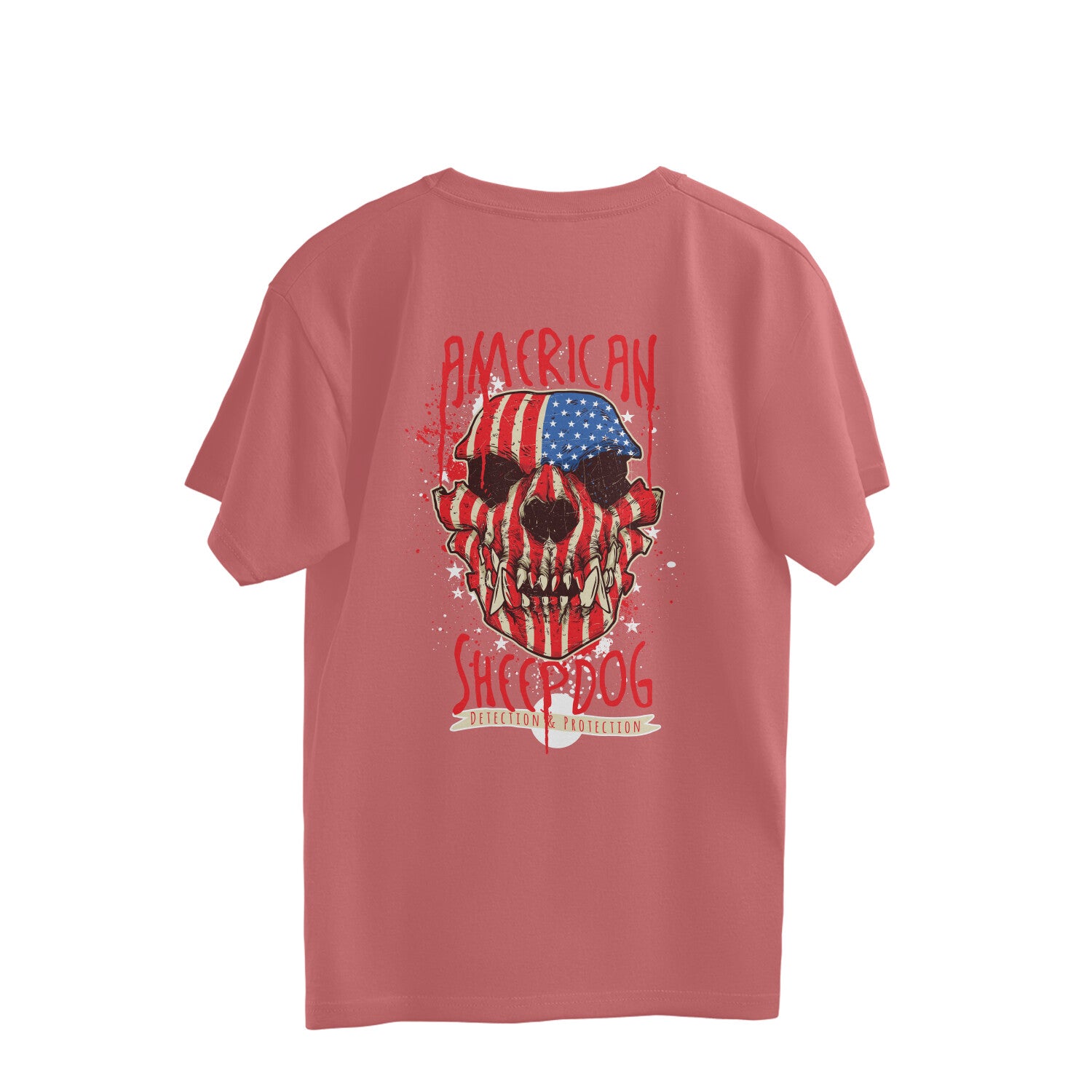 'AMERICAN SHEEPDOG' Men’s Oversized Back Printed Streetwear T-Shirt – Dusty Rose