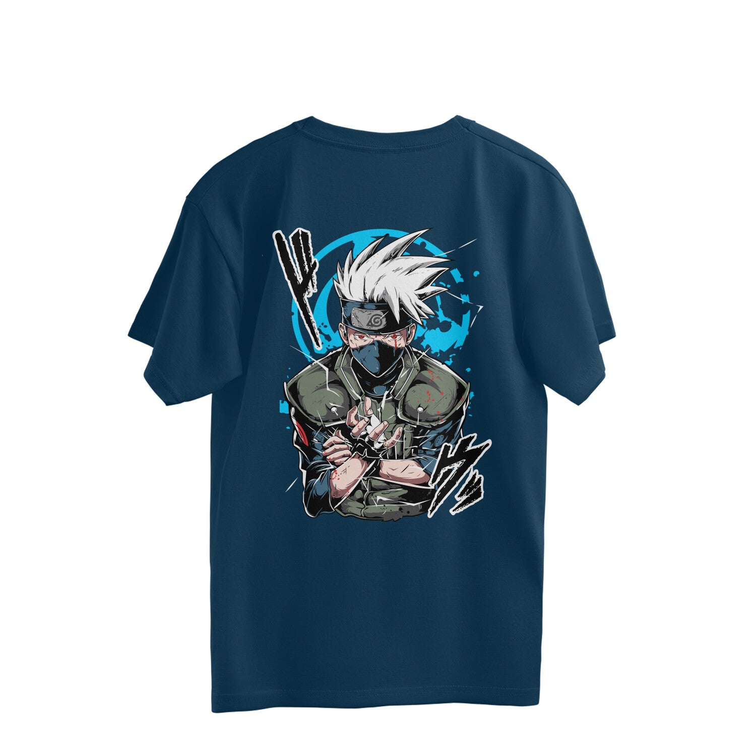 Men kakashi hatak Anime Oversized Back Print crew neck Tee