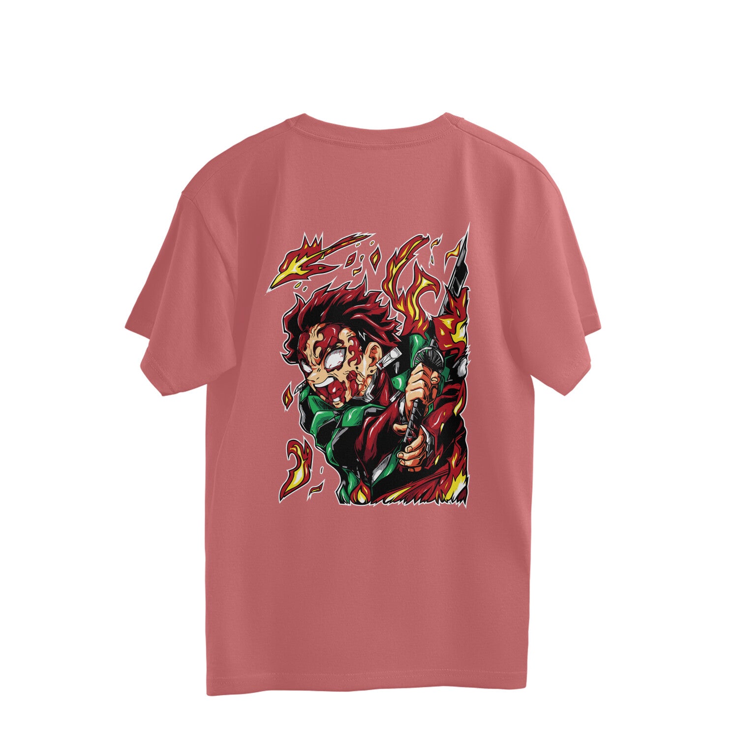 Men Tanjiro kamado demon slayer back printed oversized Tee