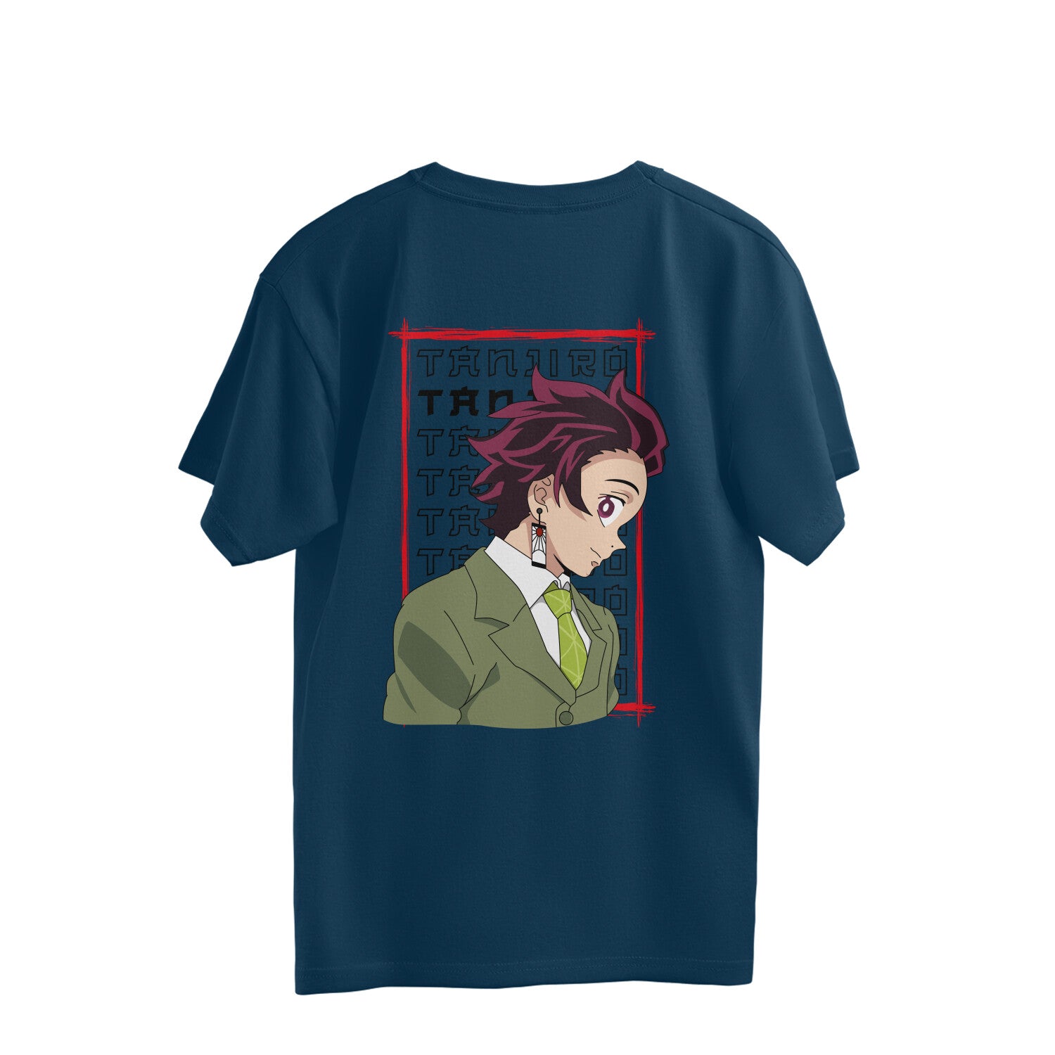 Men Tanjiro demon slayer graphic back printed oversized Tee