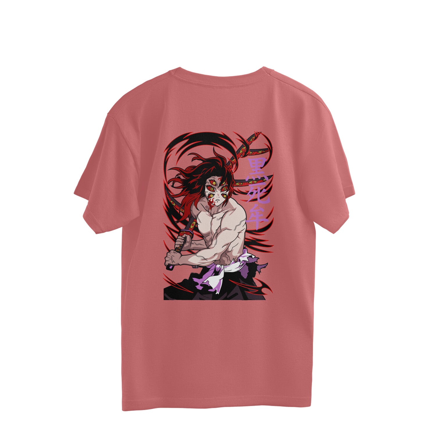 Men Kokushibo demon slayer graphic back printed oversized Tee