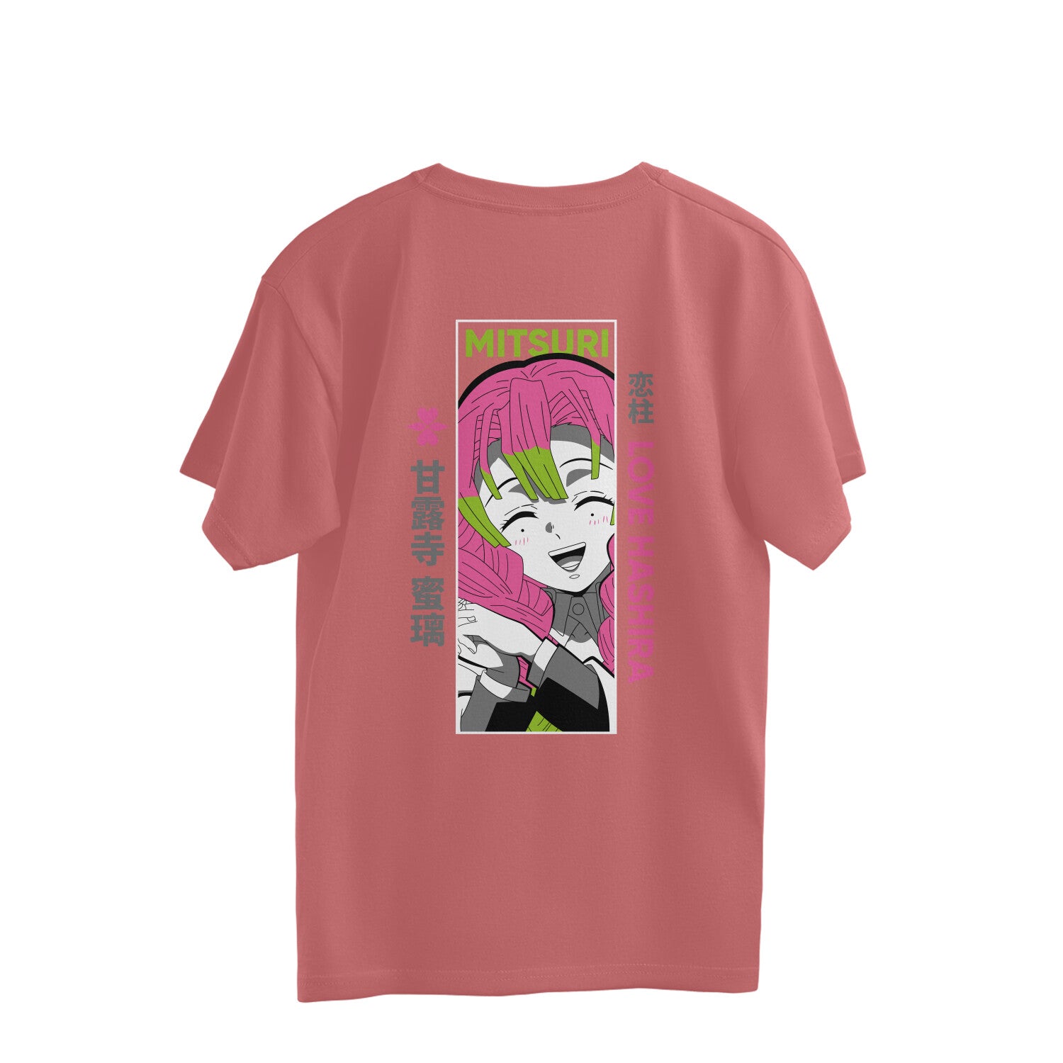 Women Mitsuri Kanroji graphic back printed oversized Tee