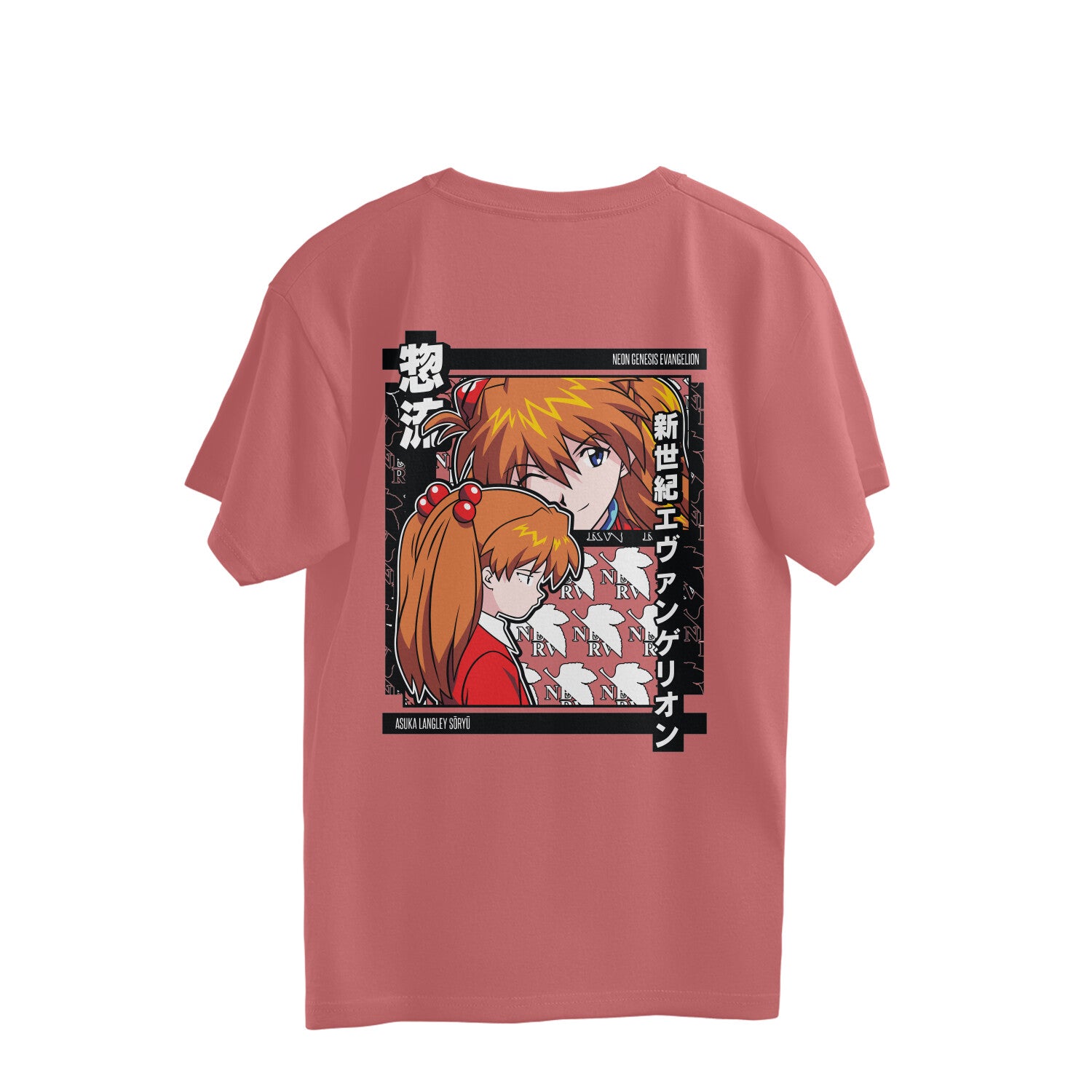 Women Asuka langley Graphic back printed oversized Tee