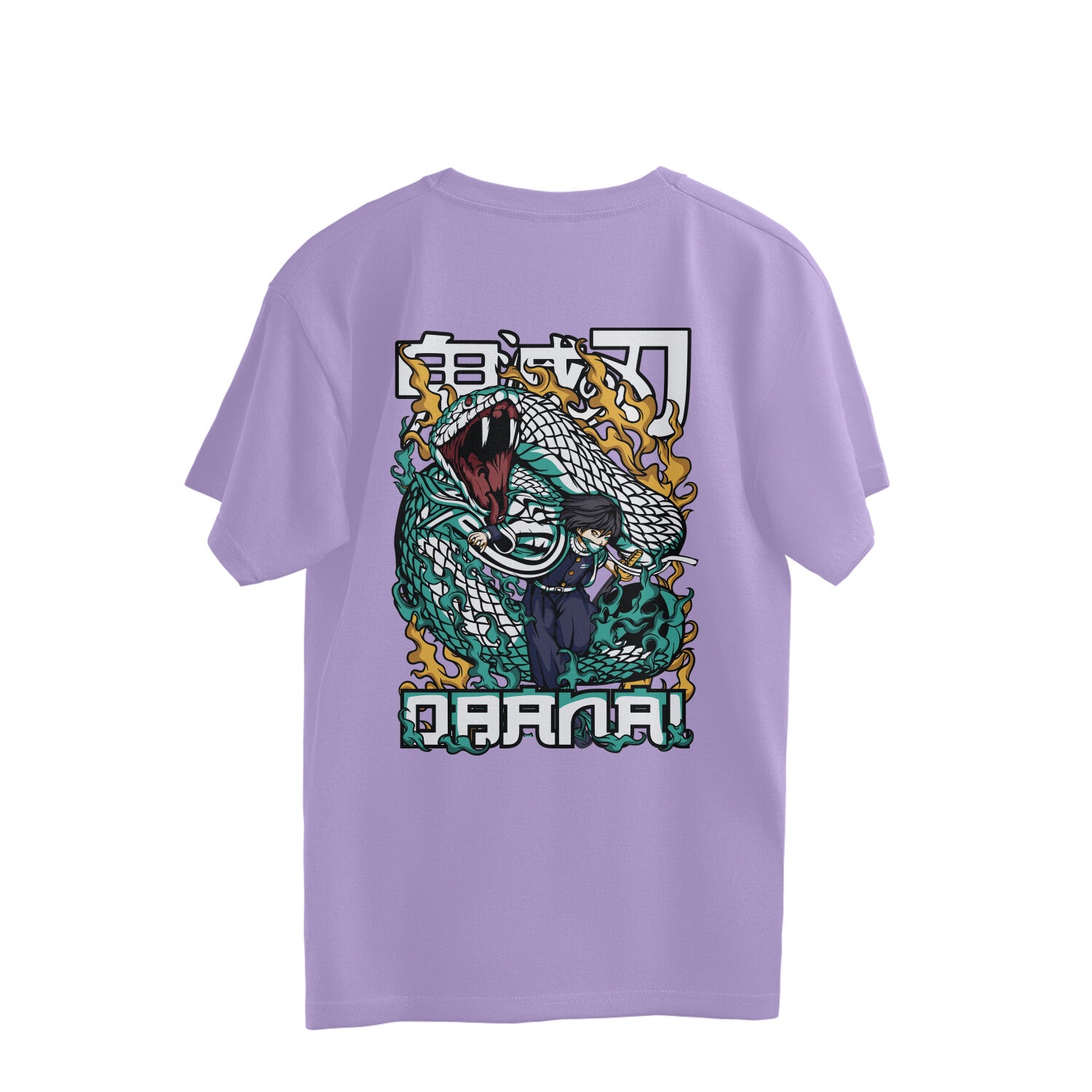 Men Obanai lguro graphic back printed oversized Tee