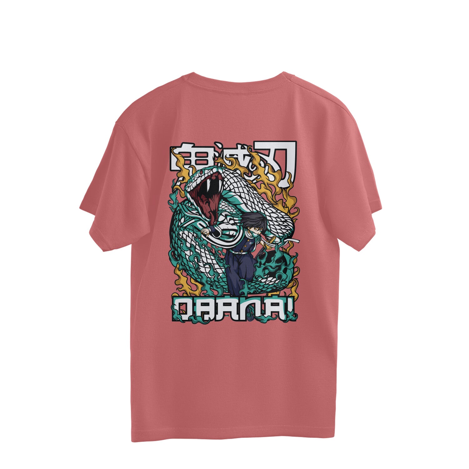 Men Obanai lguro graphic back printed oversized Tee