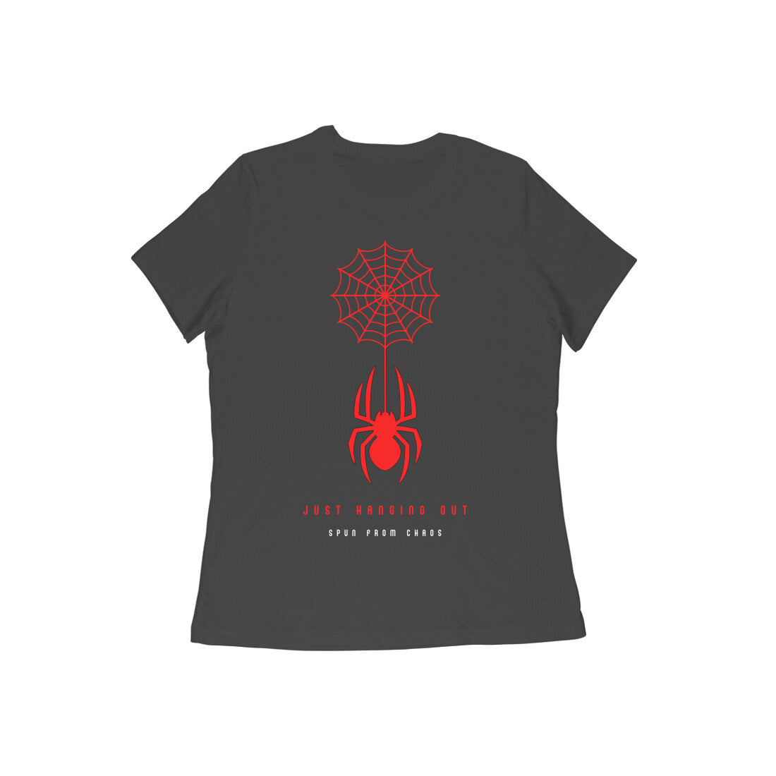 Stylish Spider Print Classic Fit Round Neck Cotton T-Shirt for Women