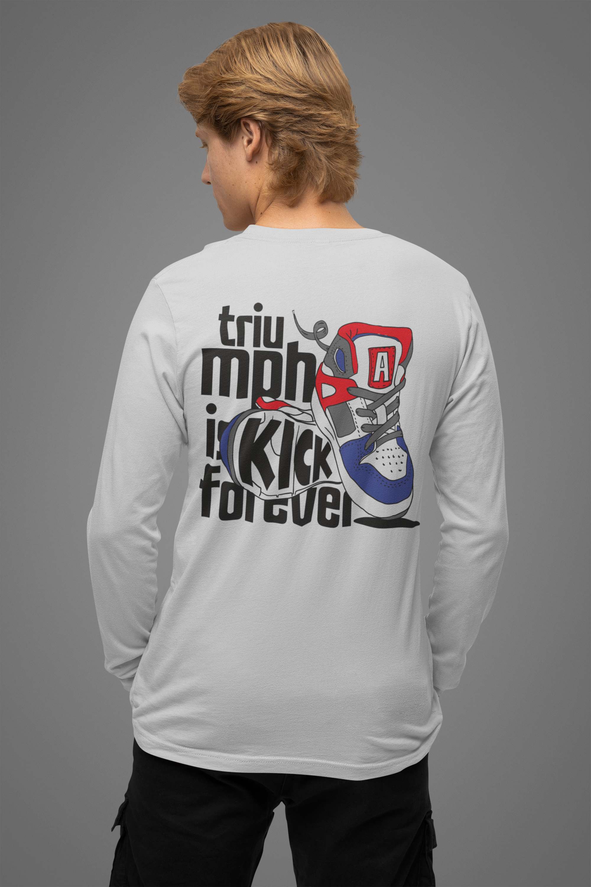 men grey full sleeve printed t shirt regular fit