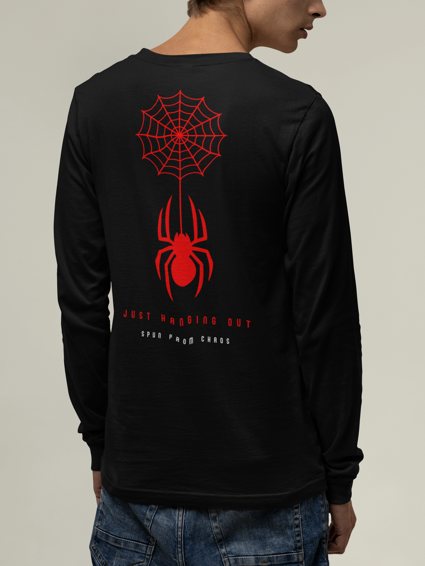 Spider graphic printed back in black tee for men