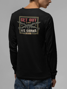 Black round neck graphic t-shirt men back print