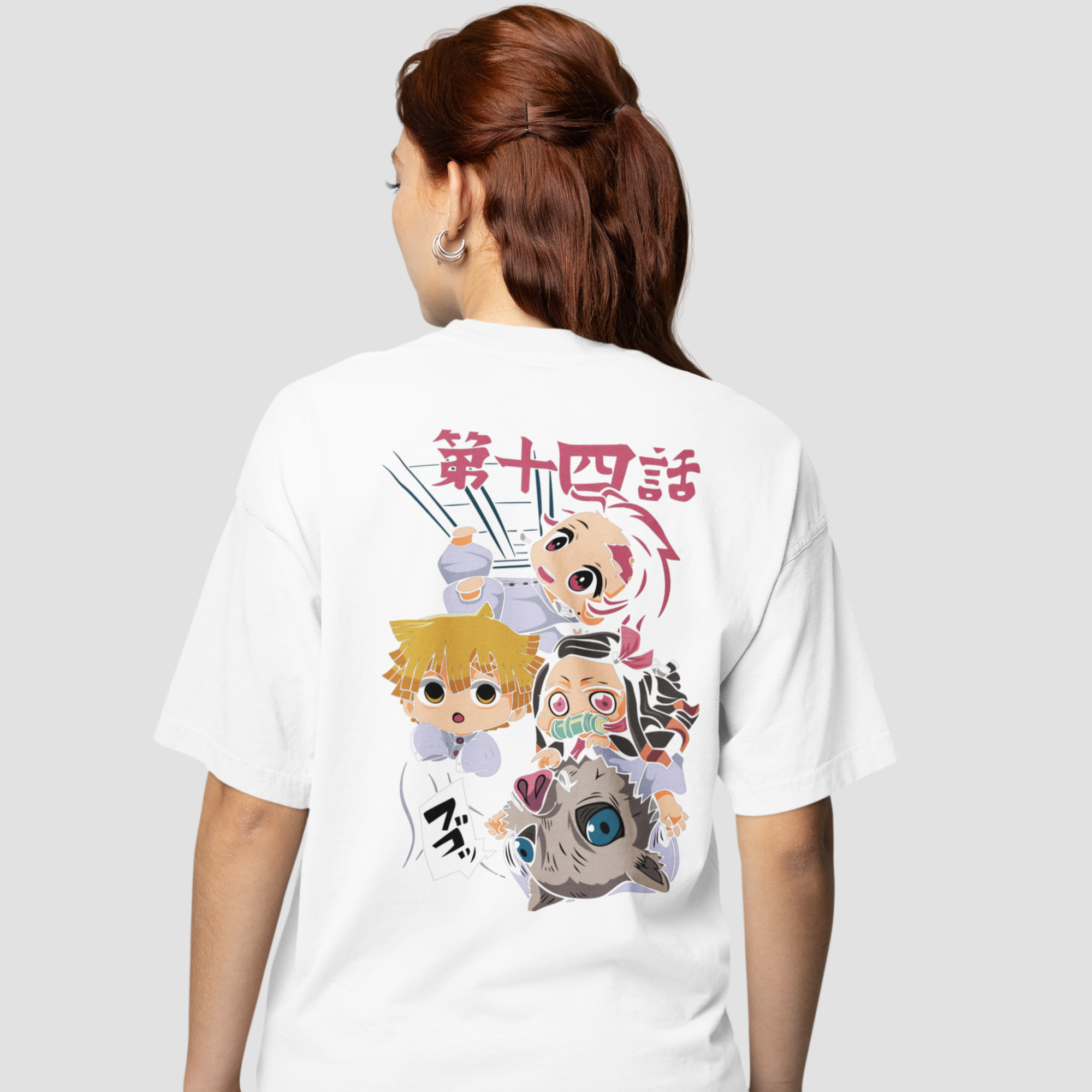 Women demon slayer graphic back printed oversized Tee