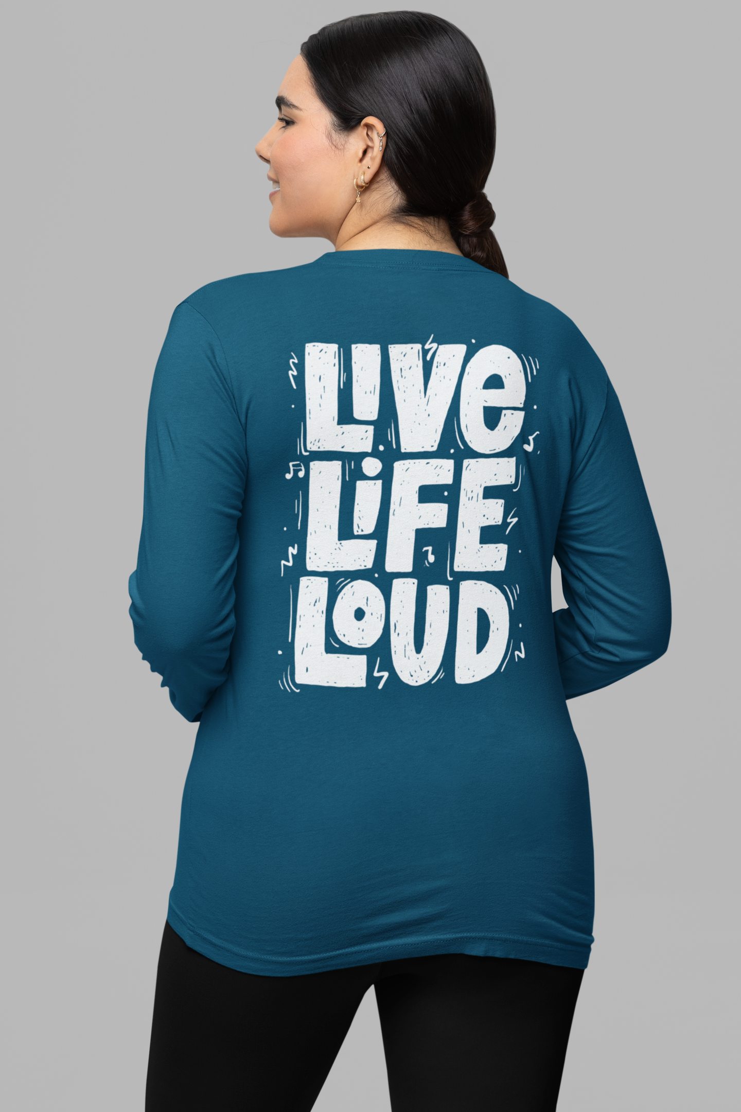 Women navy blue back graphic printed oversized t-shirt