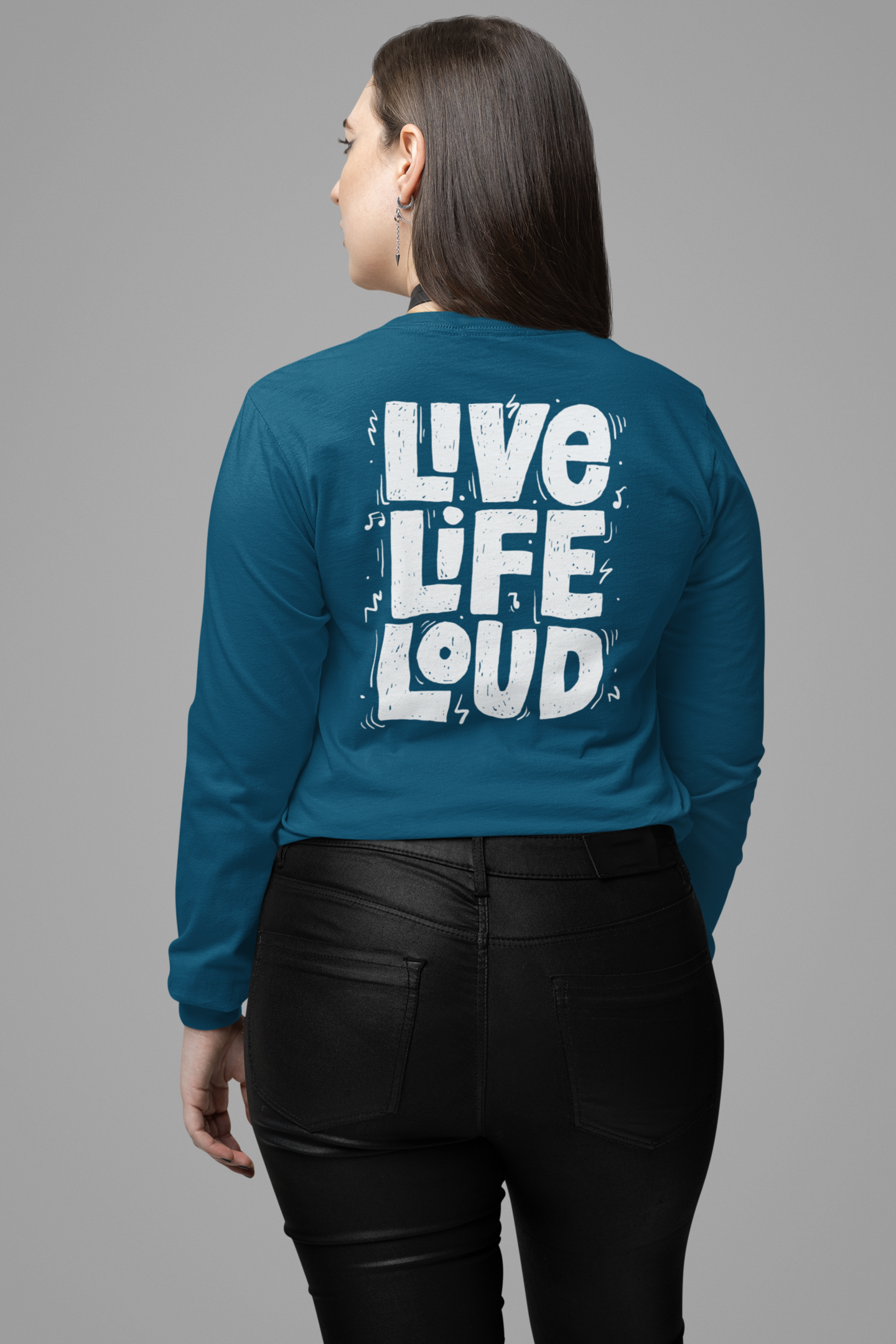 Navy blue full sleeve oversized t-shirt women