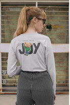 Back graphic detail on black oversized men’s full sleeve t-shirt