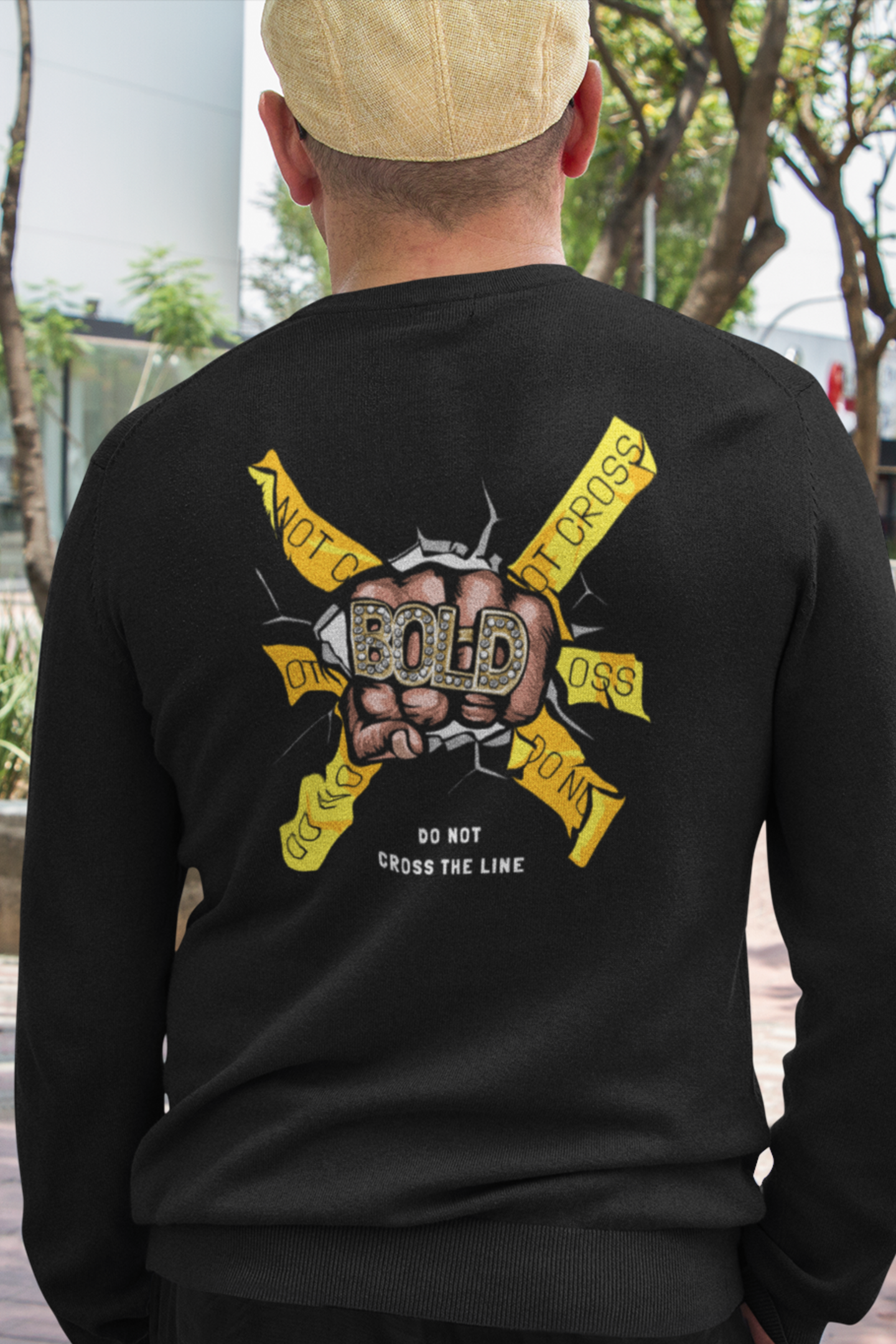 Stylish men’s black graphic printed oversized long sleeve top