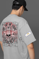 Back graphic printed grey streetwear T-shirt