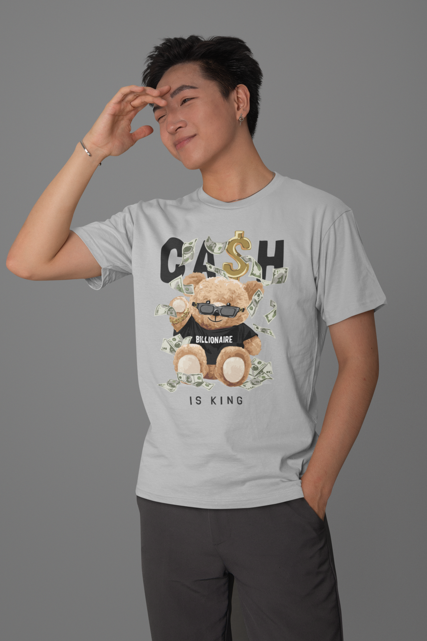 Cash Grey Graphic Printed Half Sleeve T-Shirt