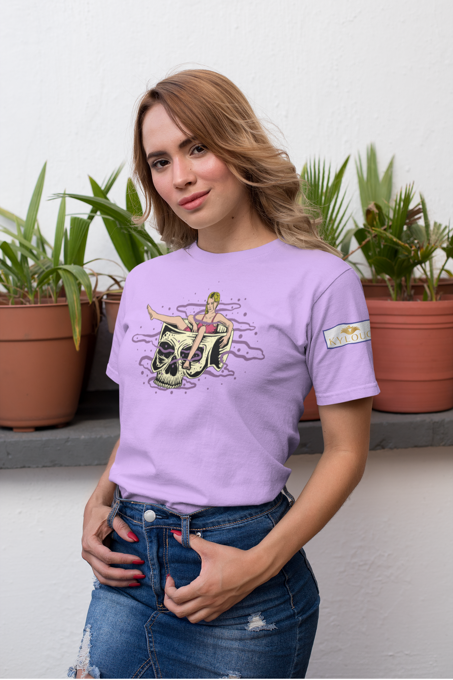 Women regular fit lavender street wear t-shirt