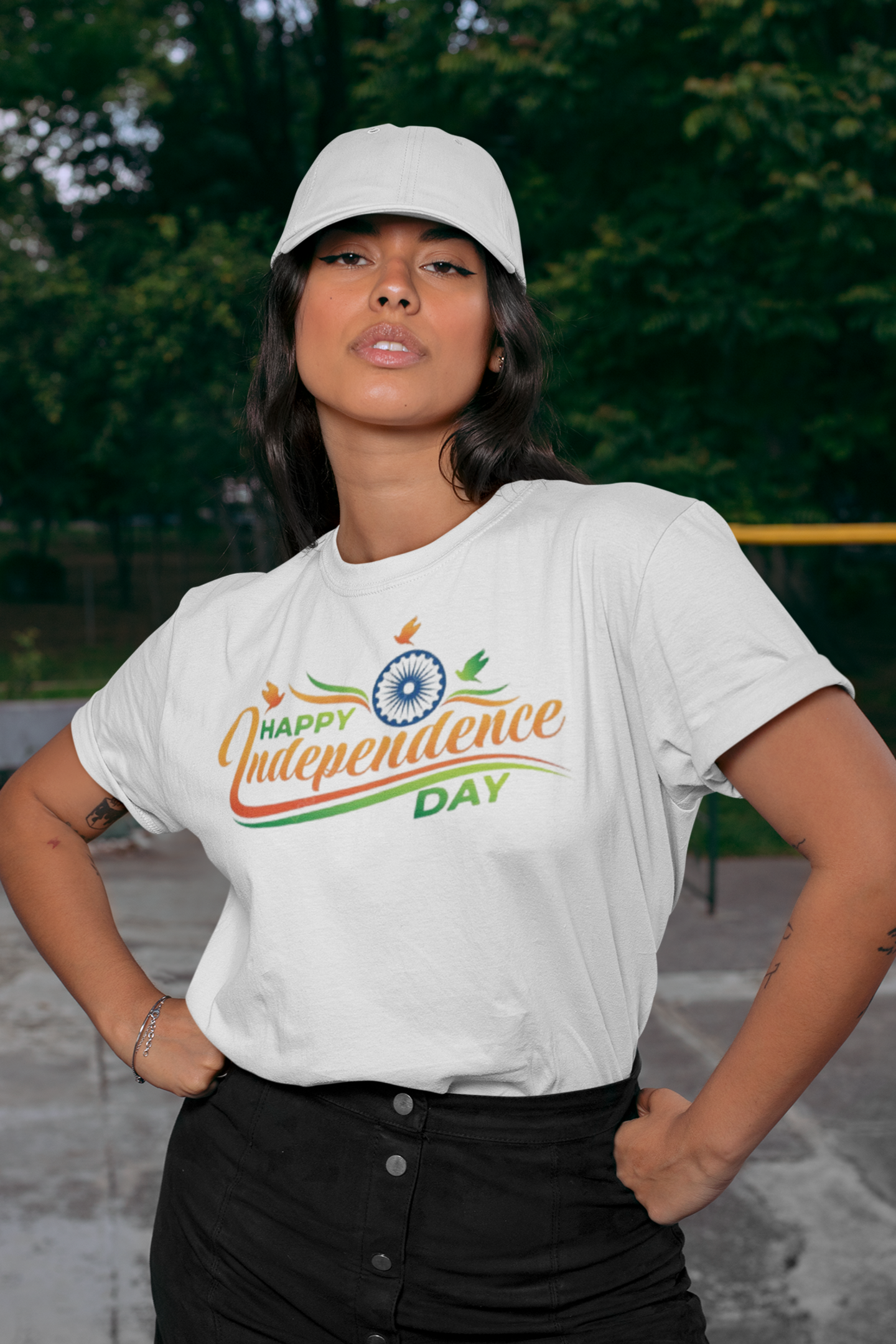 Women's Round Neck Independence Day Graphic