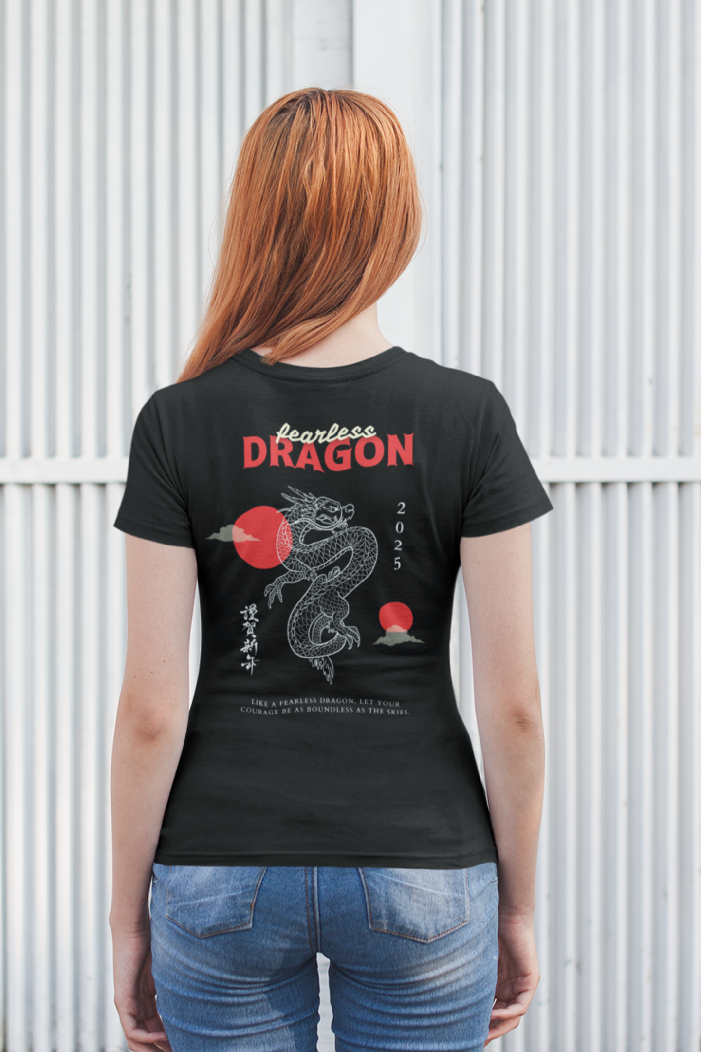 Women’s dragon print classic fit half sleeve round neck t-shirt