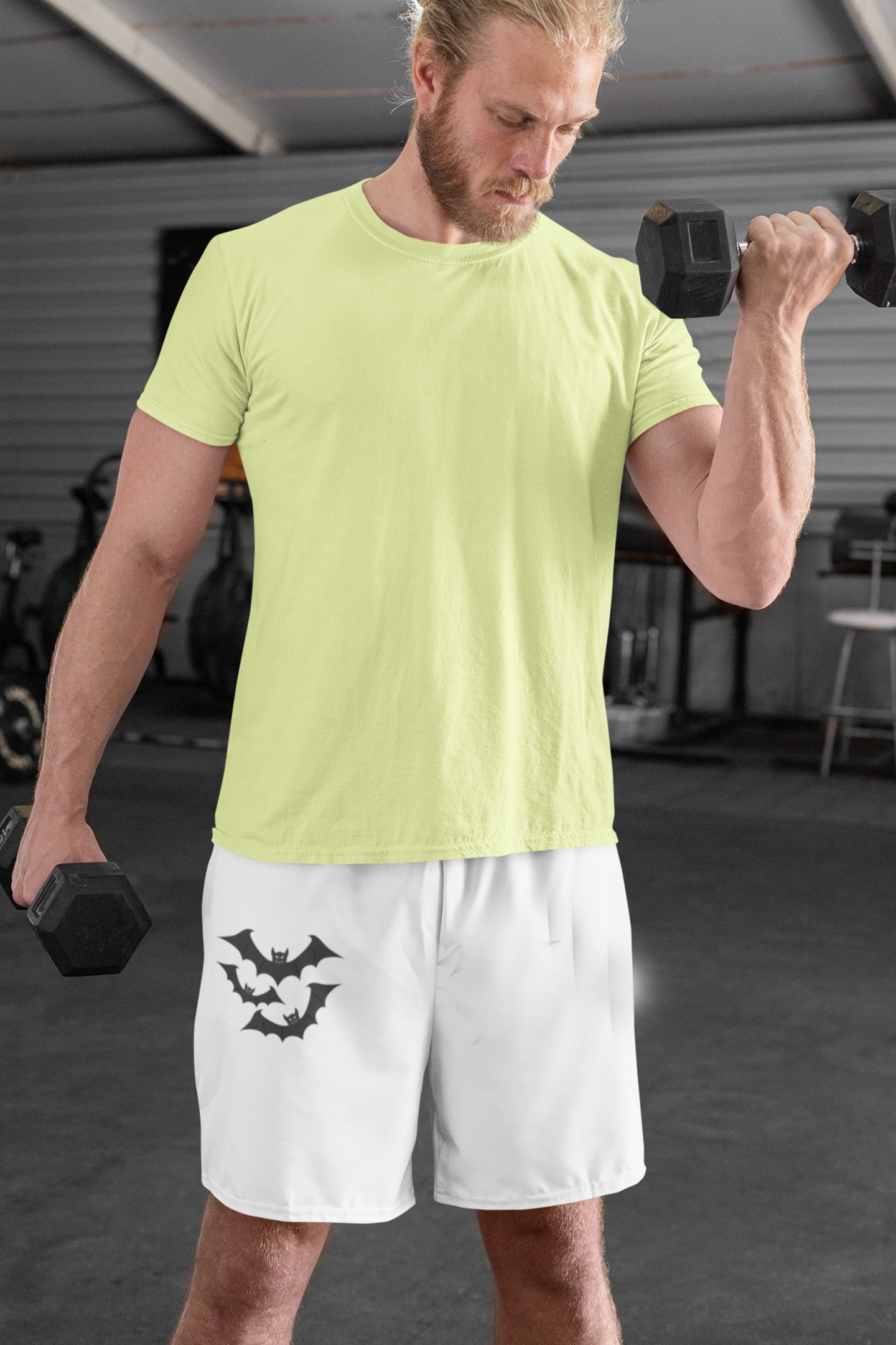 White bats graphic printed shorts for men