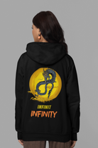black back graphic printed regular fit hoodie for women