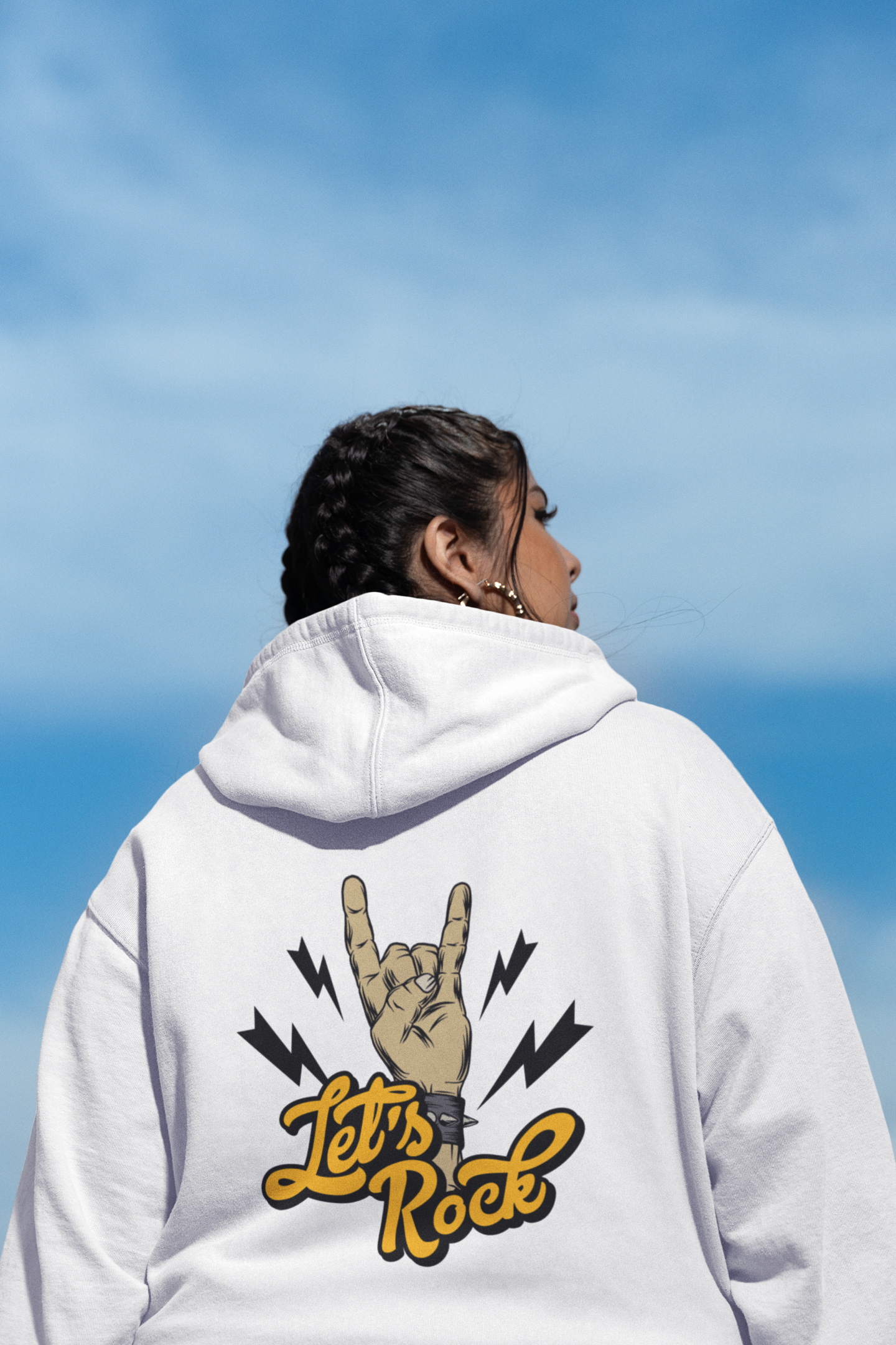 Buy white graphic printed hoodie for women online