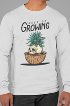 Grey full sleeve oversized t shirt for men back print