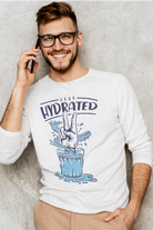 White full sleeve round neck graphic T-shirt men streetwear