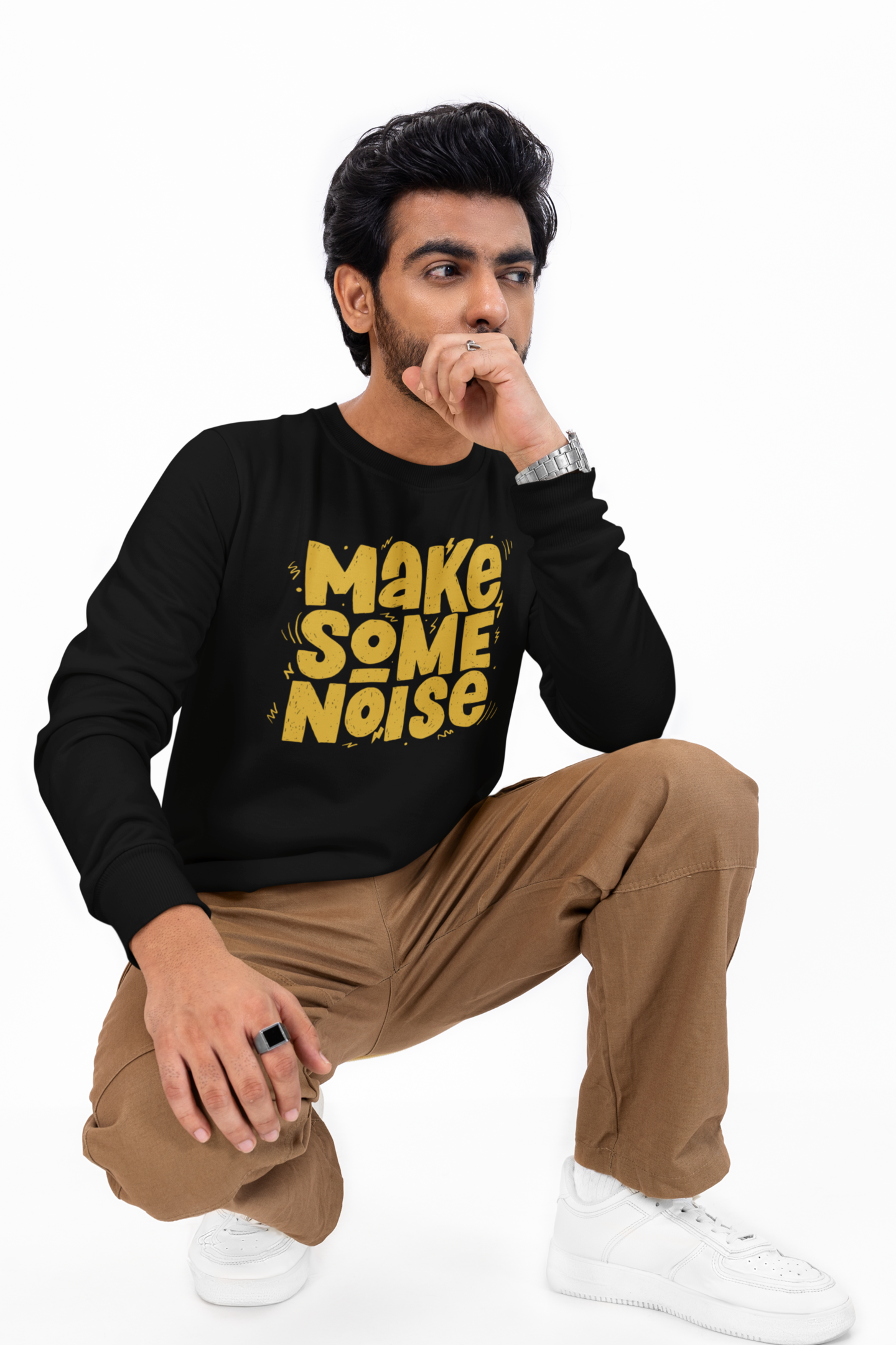 Stylish black full sleeve graphic tee for men streetwear