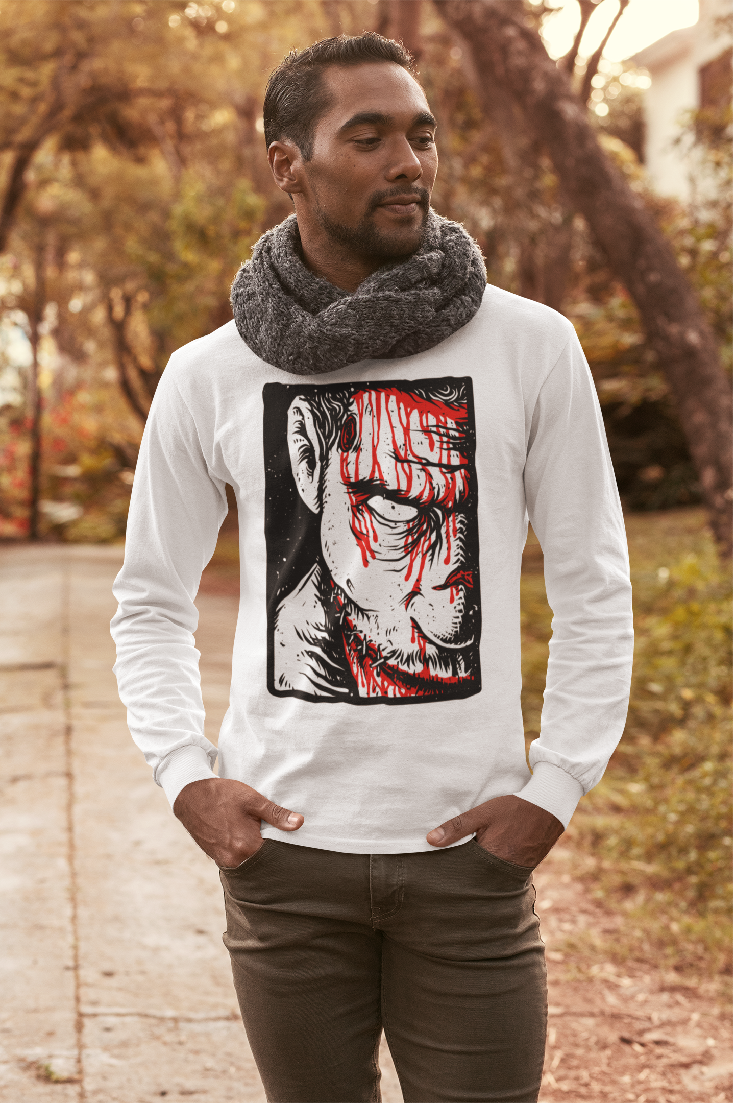 Casual white graphic printed t-shirt for men