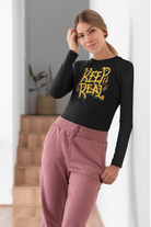 Women’s black graphic printed long sleeve regular fit tee