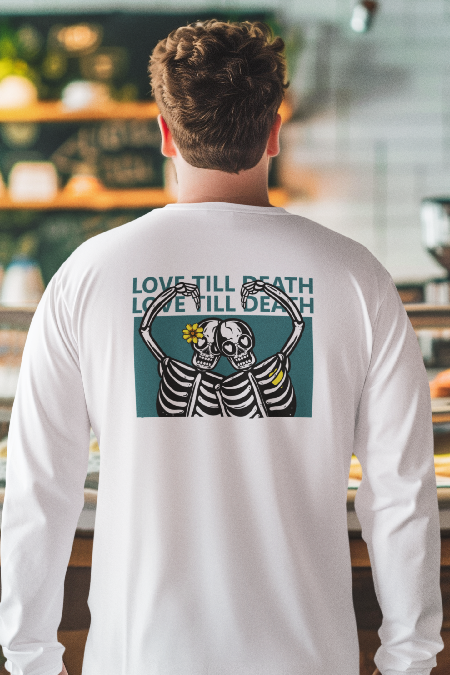 Men’s white full sleeve graphic printed oversized tee