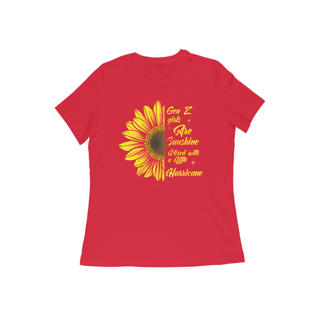 Golden sunflower crew neck printed t-shirt for Women