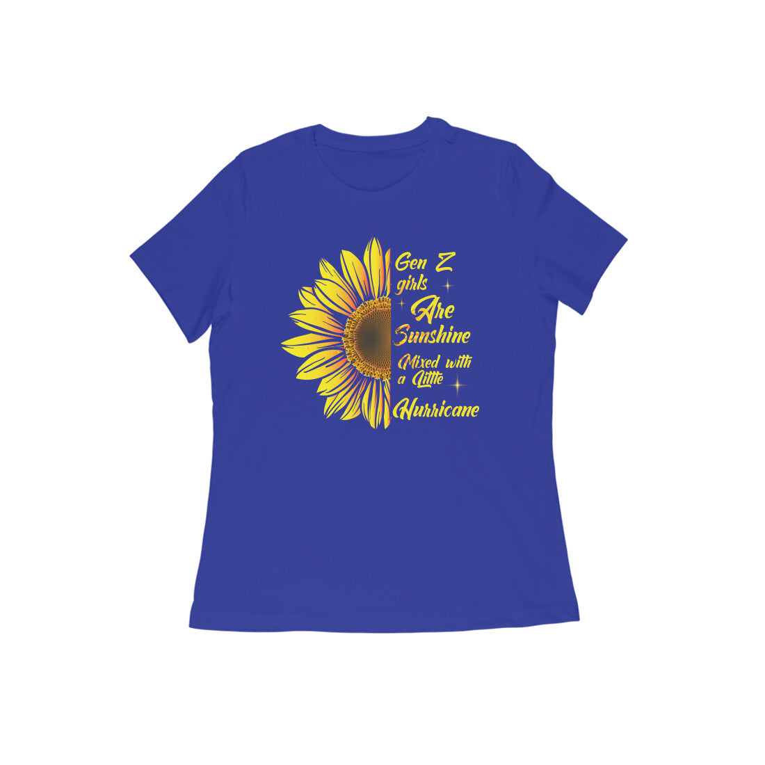 Golden sunflower crew neck printed t-shirt for Women