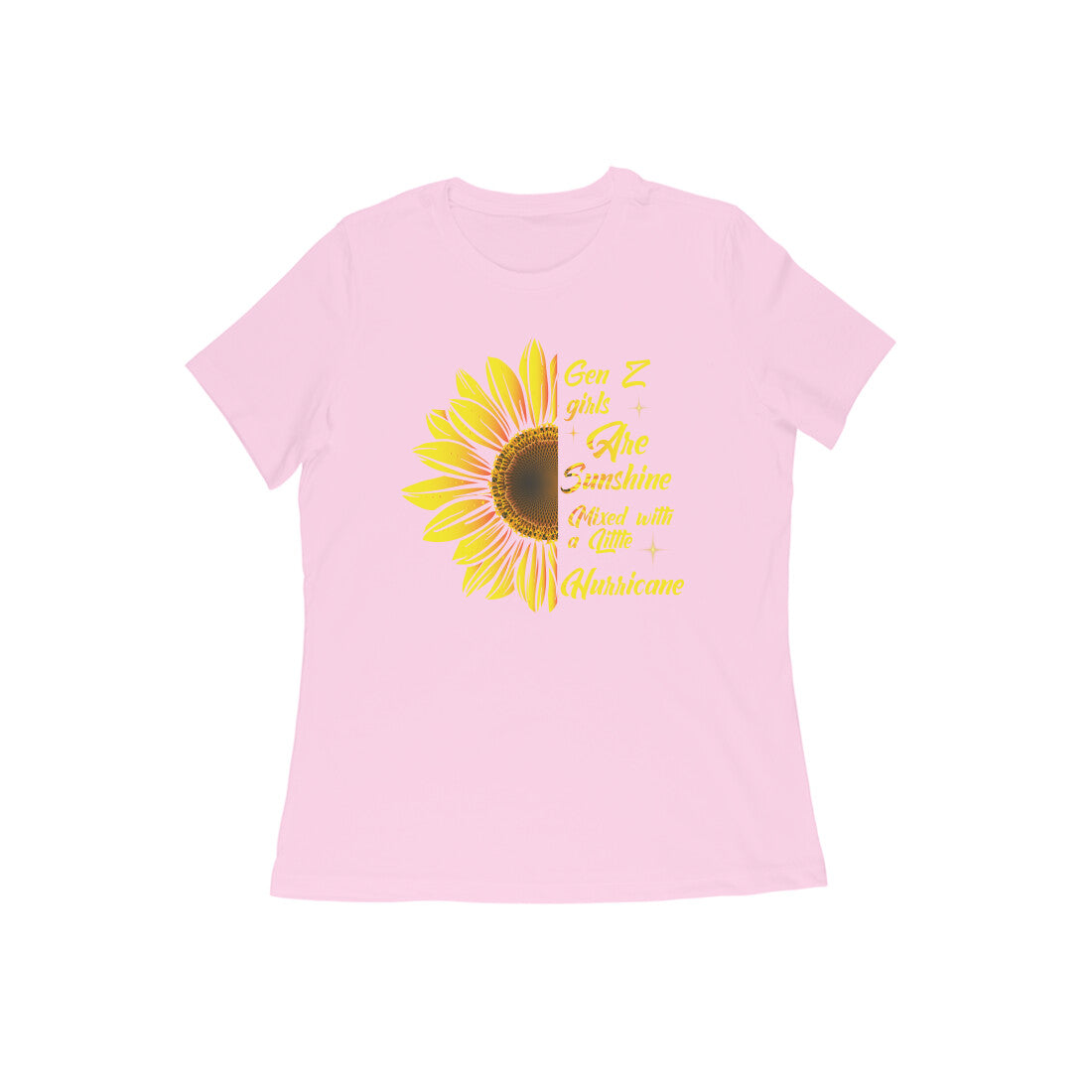 Golden sunflower crew neck printed t-shirt for Women