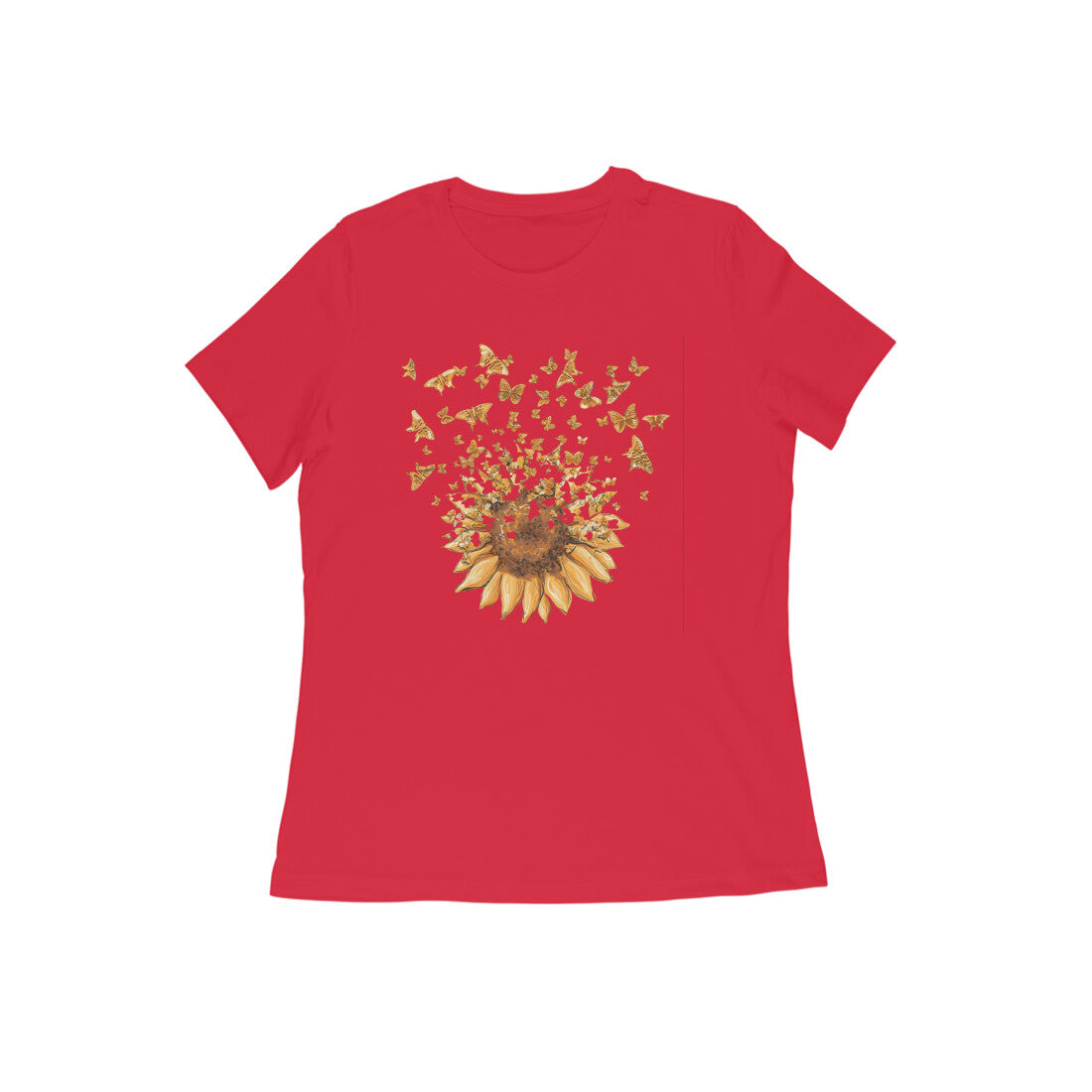 Golden flies' butterflied  printed crew neck t- shirts for Women