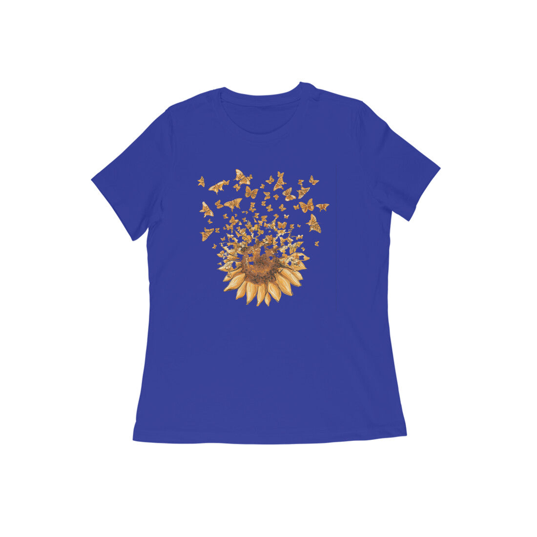 Golden flies' butterflied  printed crew neck t- shirts for Women