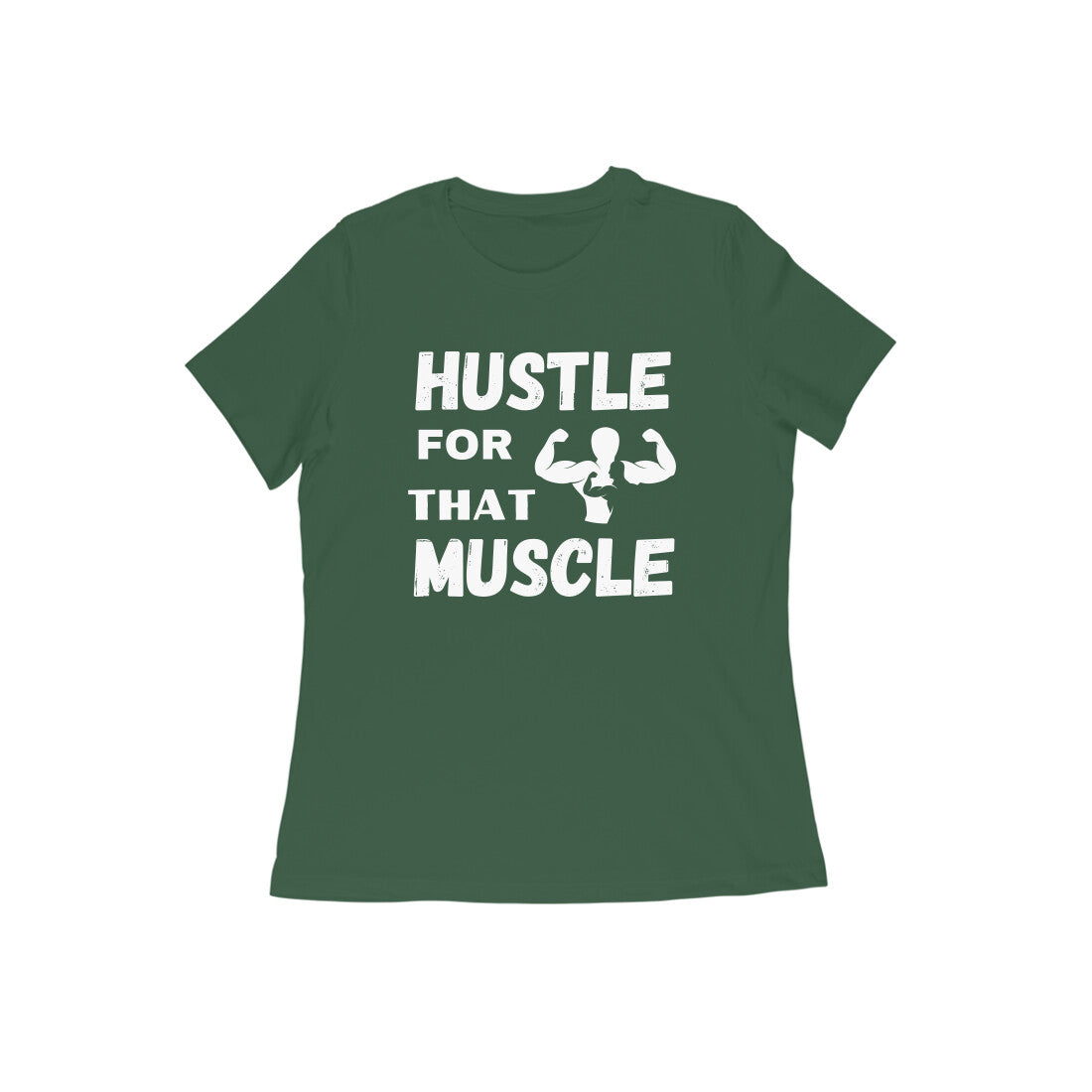 women gym motivational text printed crew neck t-shirt olive green