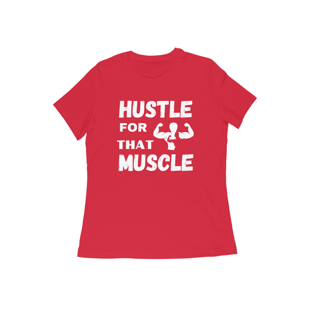 women gym motivational text printed crew neck t-shirt red
