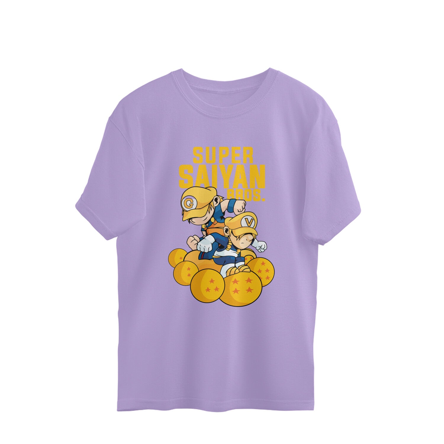 Women Saiyan bros graphic printed  oversized Tee