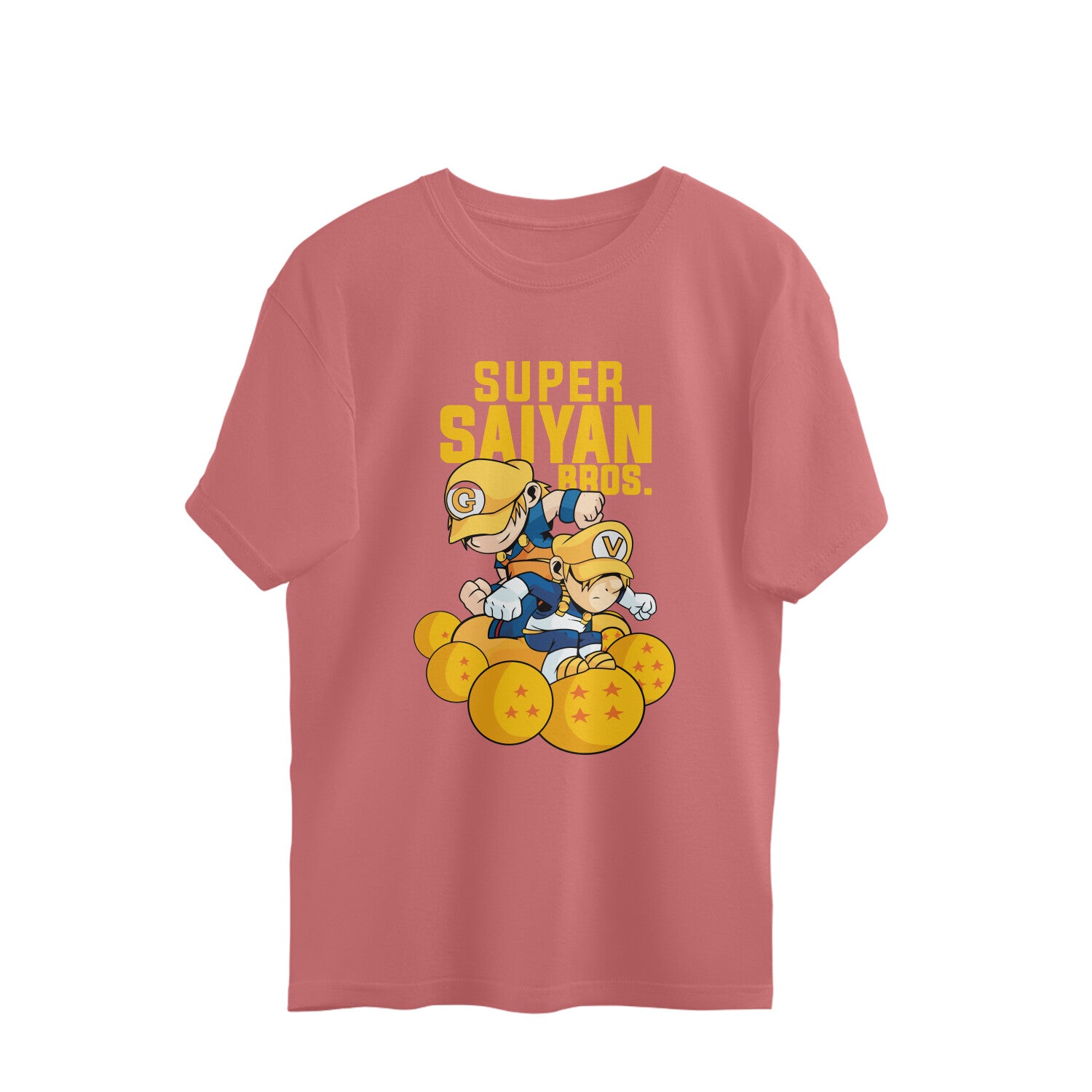 Women Saiyan bros graphic printed  oversized Tee