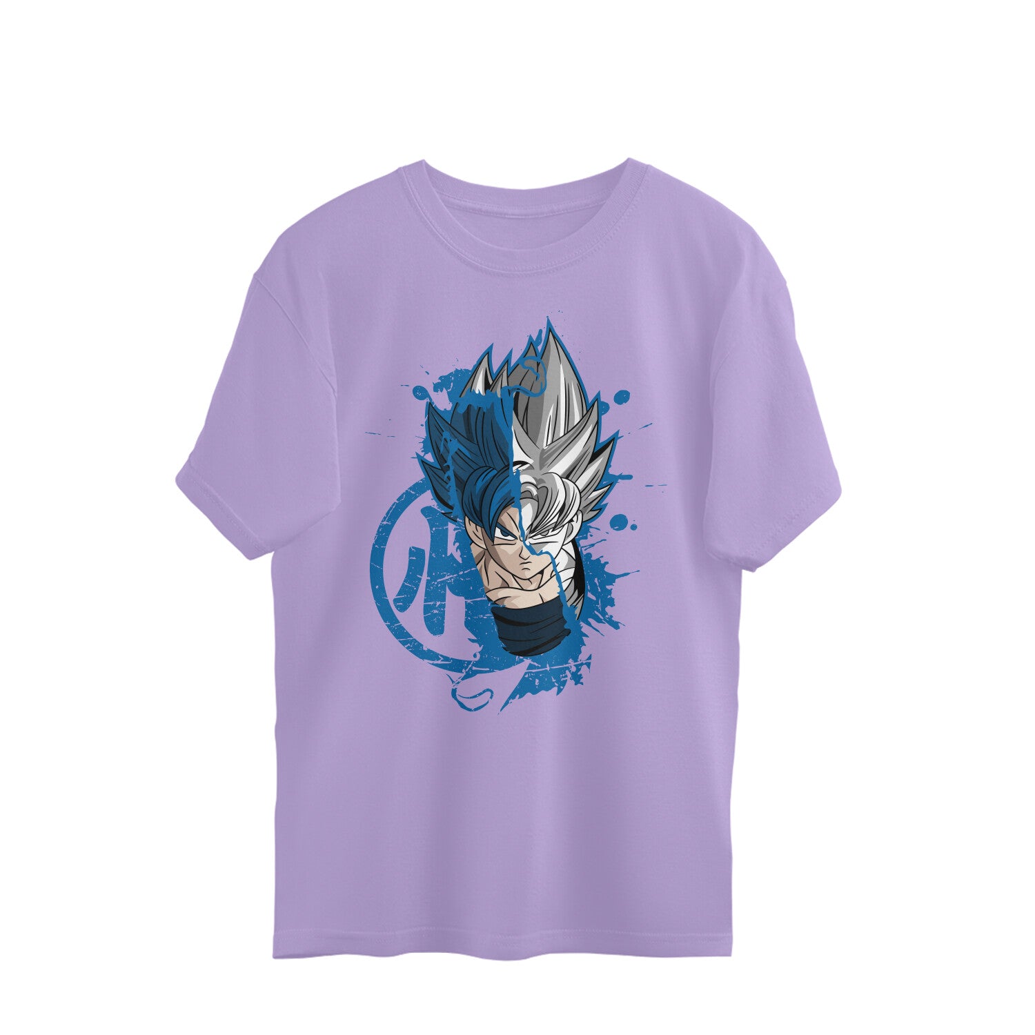 Men goku azul neon graphic printed oversized Tee