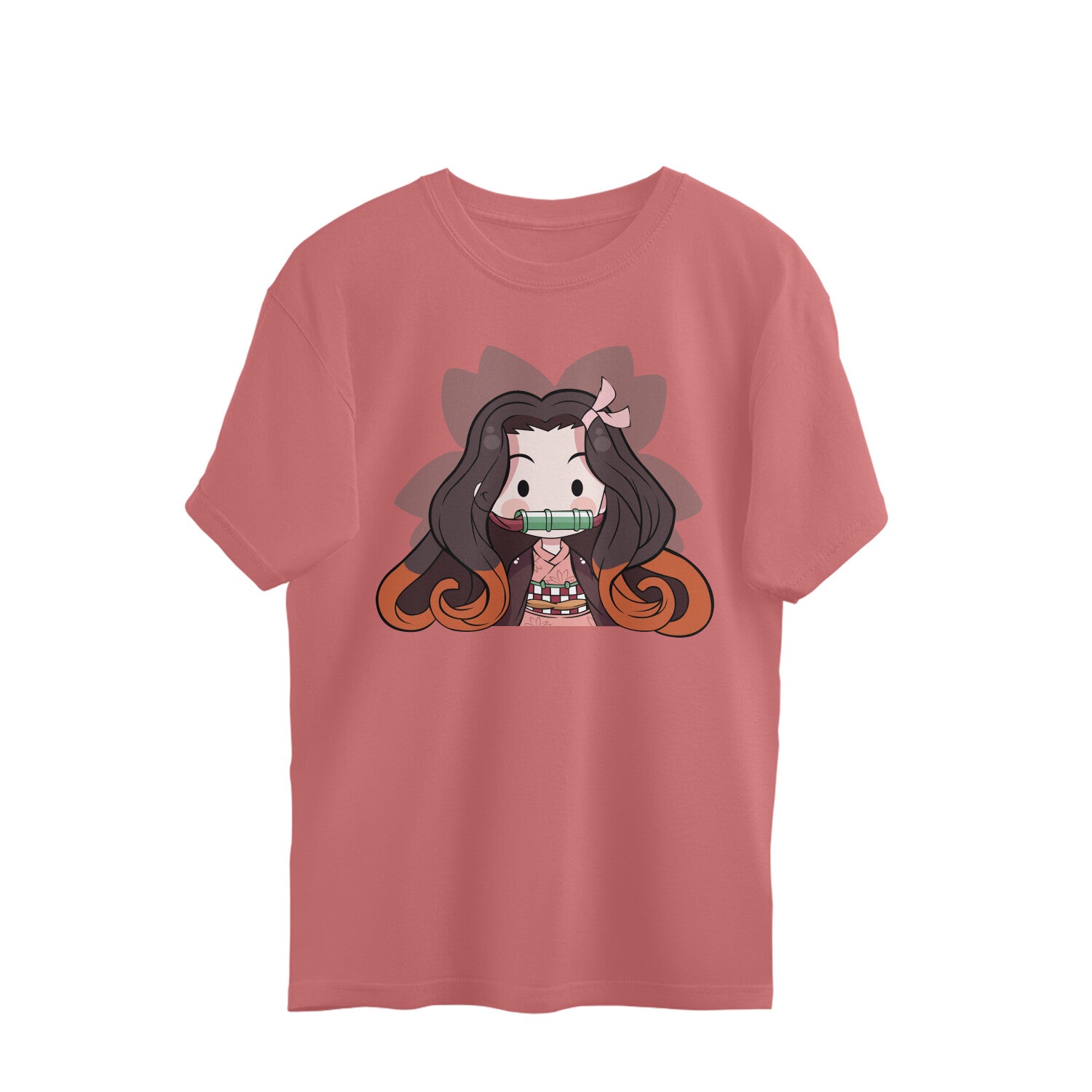 Women Chibi Nezuko demon slayer graphic printed oversized Tee