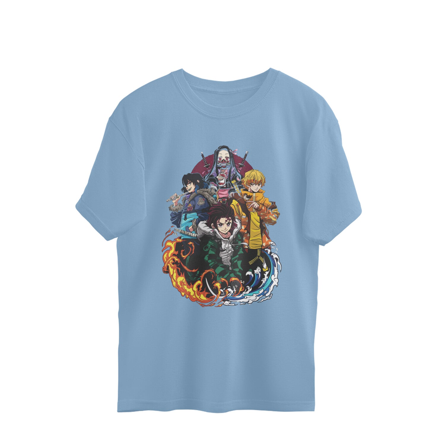 Men kimetsu no yaiba demon slayer graphic printed oversized Tee