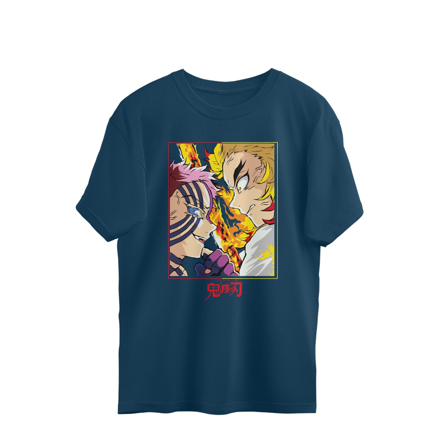 Men kyojuro & akaza graphic printed oversized Tee