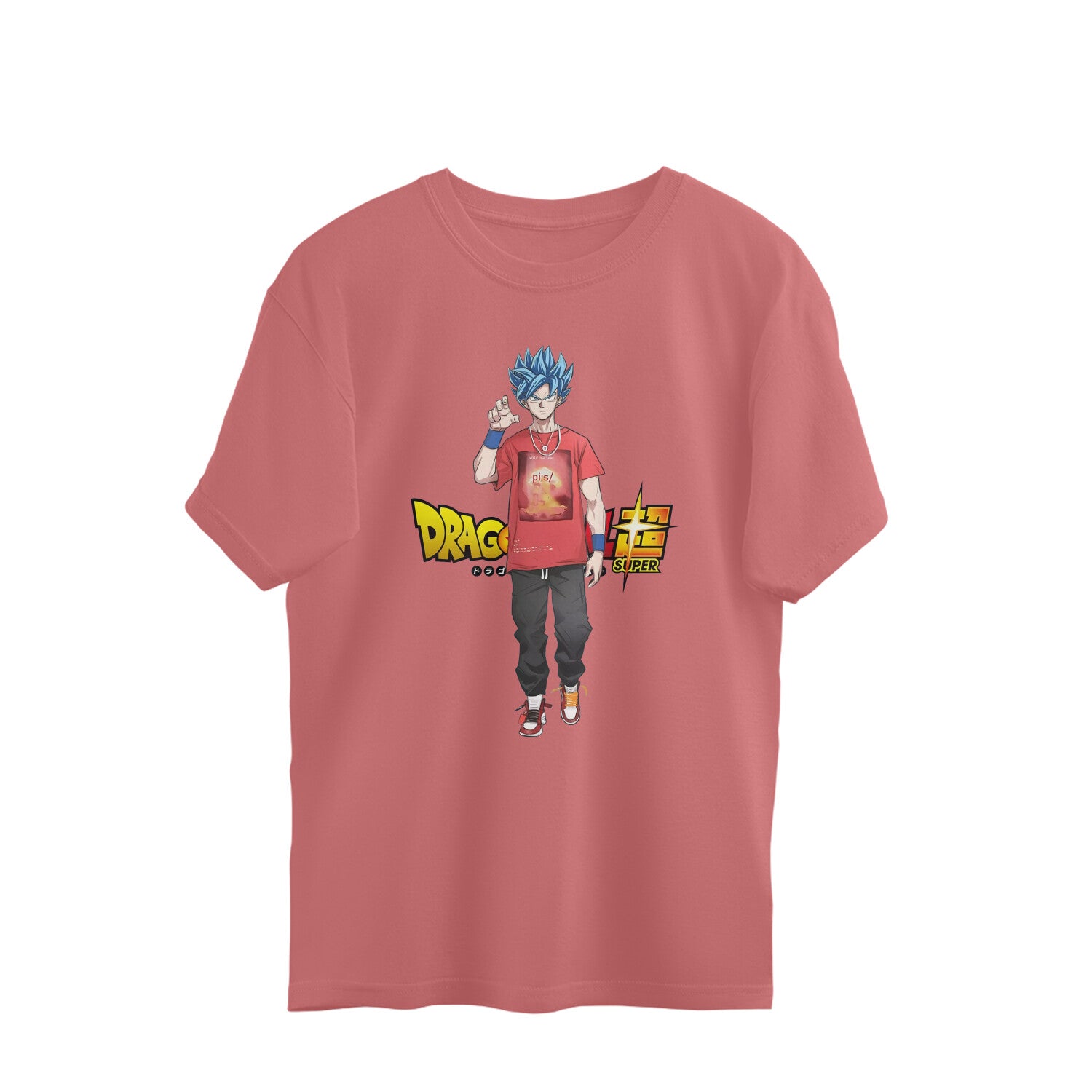 Men supreme sun goku graphic printed oversized Tee