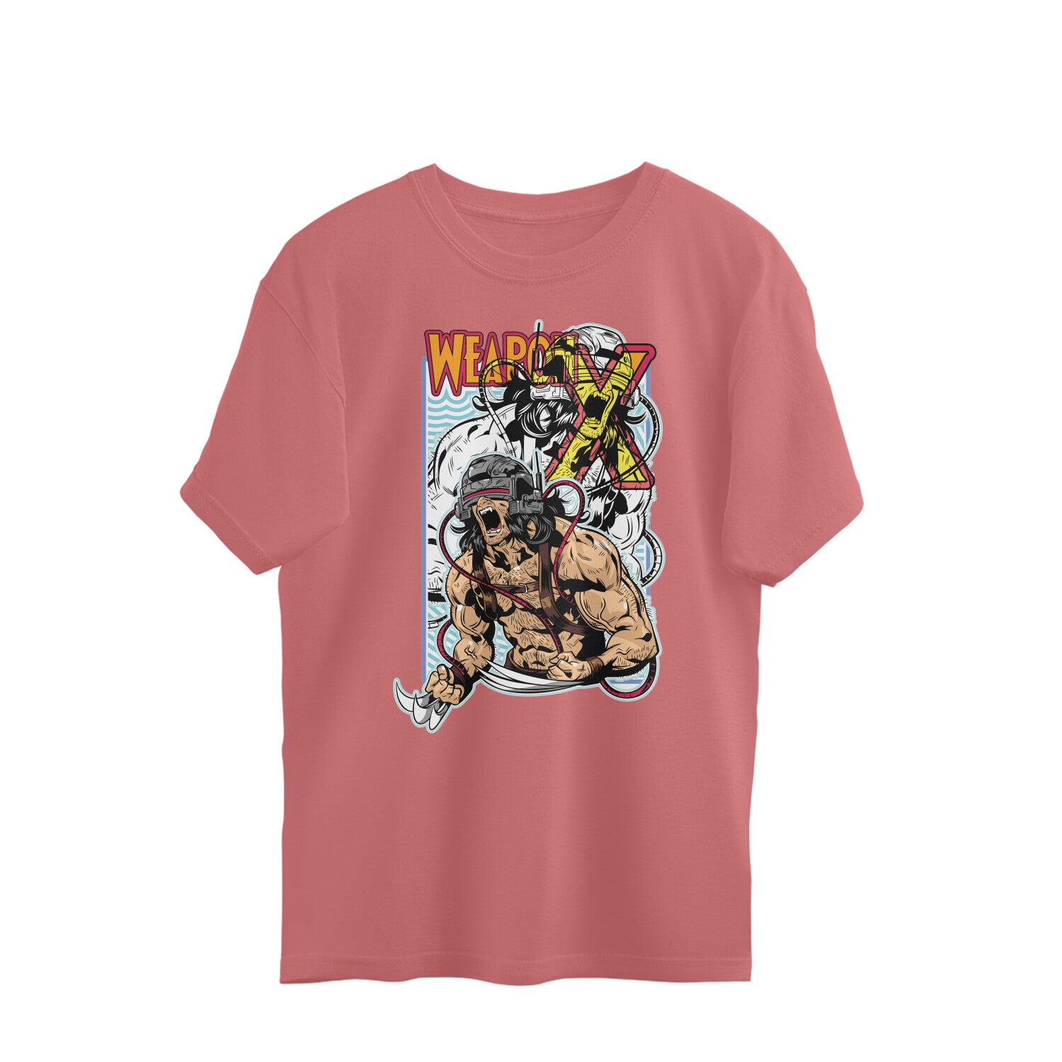 Men weapon -x graphic printed crew neck oversized Tee