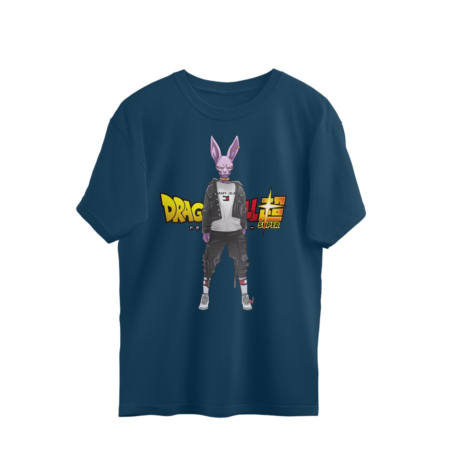 Women Beerus'' dragon ball graphic printed crew neck oversized Tee