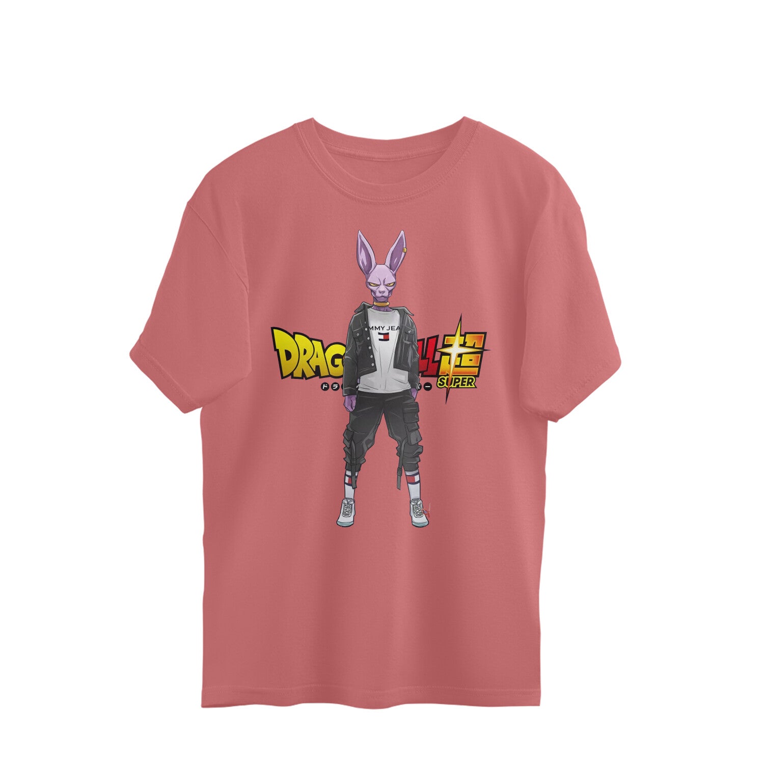 Women Beerus'' dragon ball graphic printed crew neck oversized Tee